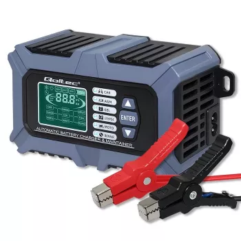 Qoltec Smart Microprocessor Battery Charger mit Batterietester und 12V-Reparaturfunktion | 6A | LCD | Batterieladegerät für AGM LiFePO4 GEL Batterie