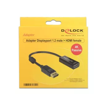 DeLOCK - Video-/Audio-Adapter - DisplayPort / HDMI - DisplayPort (M) - HDMI, 19-polig (W) - 20 cm - (DisplayPort 1.2) - Schwarz (62609)