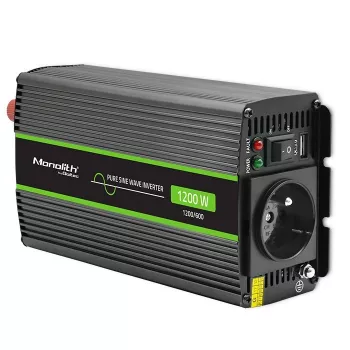 Auto-Wechselrichter Qoltec Monolith 1200 W Schwarz 12 V