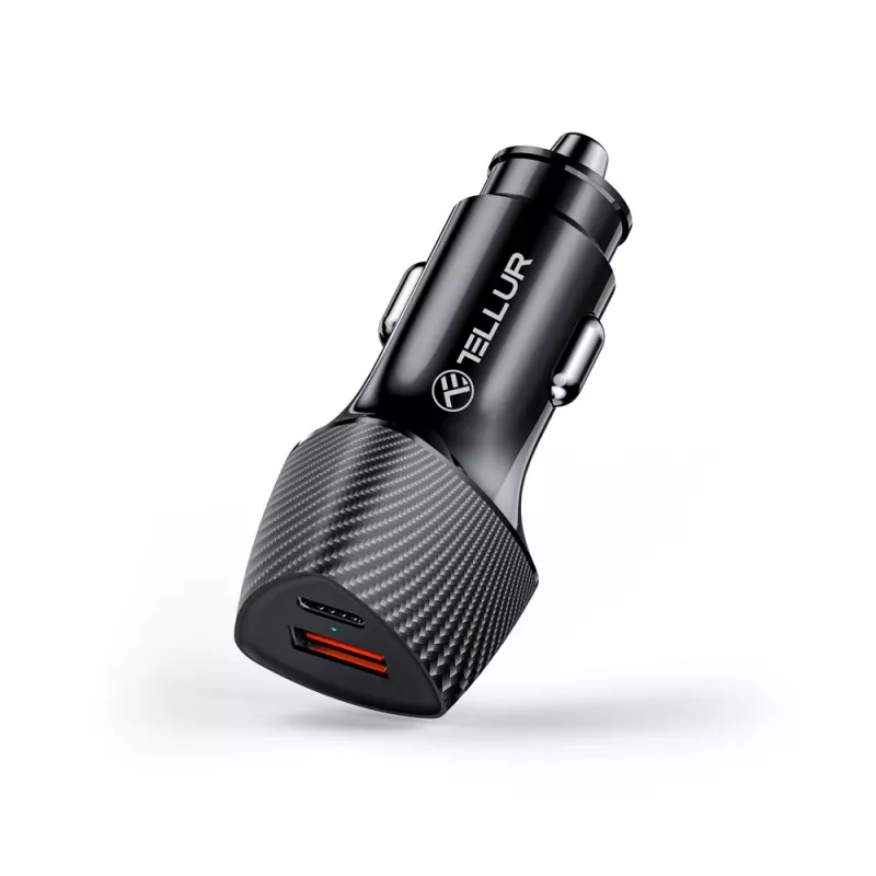 Kfz-Ladegerät Tellur FCC10 38W 6A PD20W QC3.0 – USB-C und USB-A Fahrzeug-Netzteil