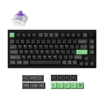 Mechanische Tastatur Keychron P1 H-M1Z 75% kabelgebunden & kabellos USB, RF, Bluetooth 5.2, RGB-Hintergrundbeleuchtung, schwarz, Akku bis zu 100 h, USB-C