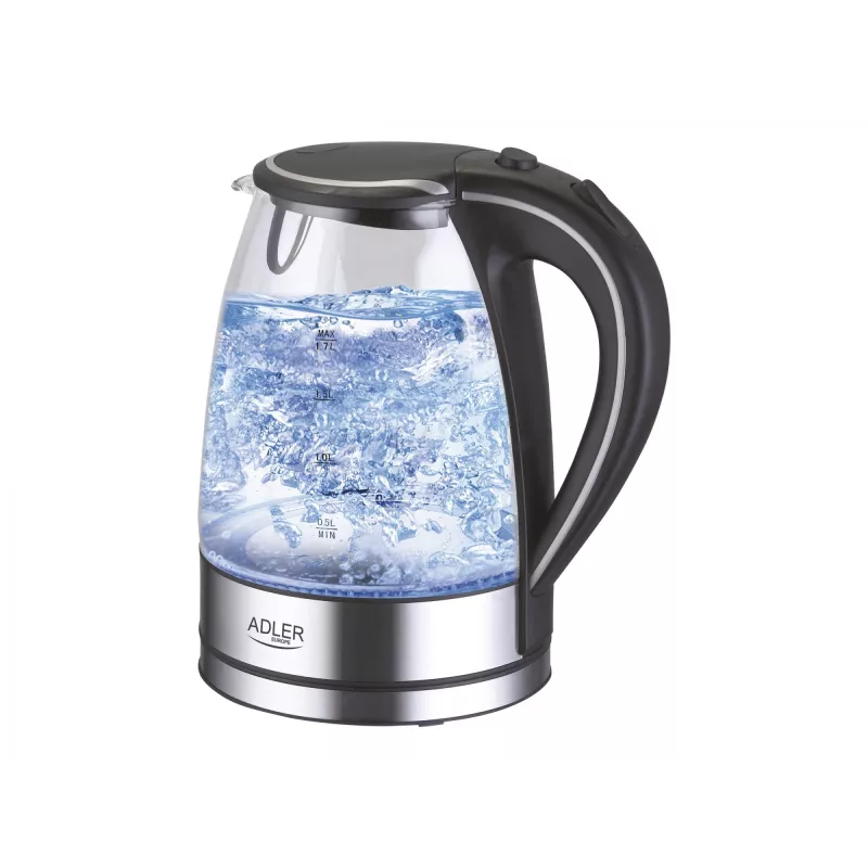 Adler AD 1225 Wasserkocher 1,7 L Schwarz, Edelstahl, Transparent 2200 W