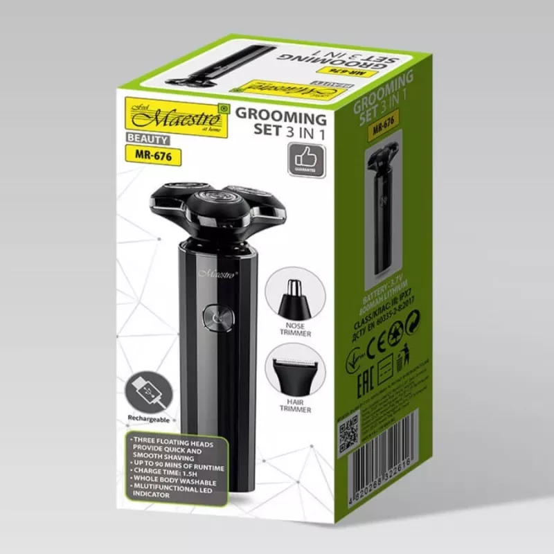 Rasierset Maestro MR-676 3-in-1 USB-aufladbar kompaktes Design