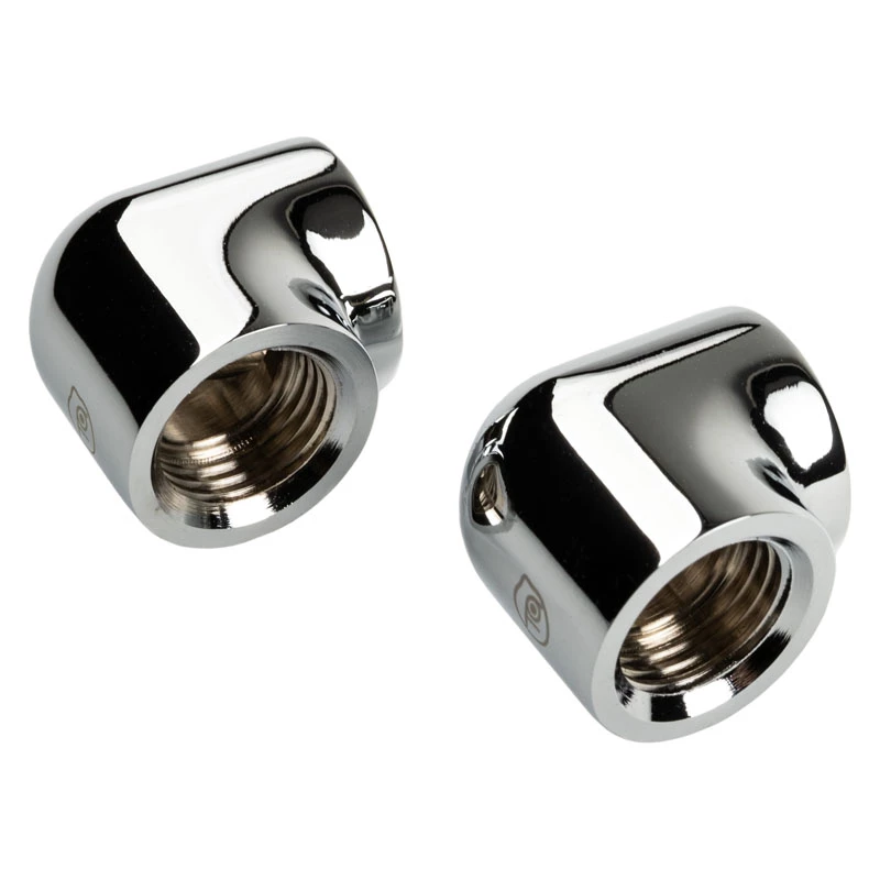 Bitspower Touchaqua Adapter 90 Grad G1/4 Zoll IG auf G1/4 Zoll IG – 2er-Pack, Silber