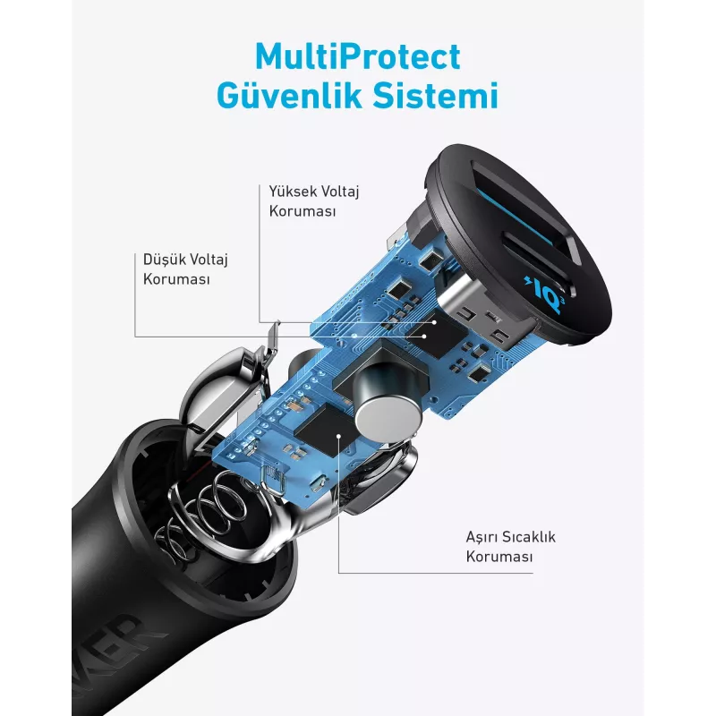 Anker Auto-Ladegerät 30 W 2 Ports Schwarz Schnellladung