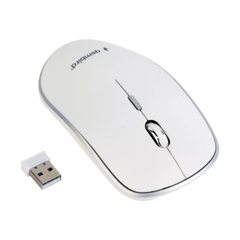 Kabellose Maus GEMBIRD MUSW-4B-01-W, beidhändig, optisch 1600 DPI, 4 Tasten, RF Wireless, weiß
