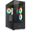 Sharkoon SK6 ARGB Tower ATX Schwarz – Mid-Tower-ATX-Gehäuse mit ARGB-Beleuchtung und Seitenfenster aus gehärtetem Glas