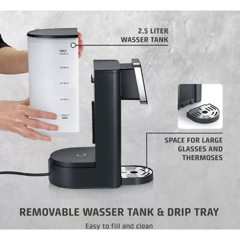 Caso Turbo Heißwasserspender | HW 616 | Wasserspender | 2600 W | 2,5 L | Kunststoff/Edelstahl | Schwarz/Edelstahl