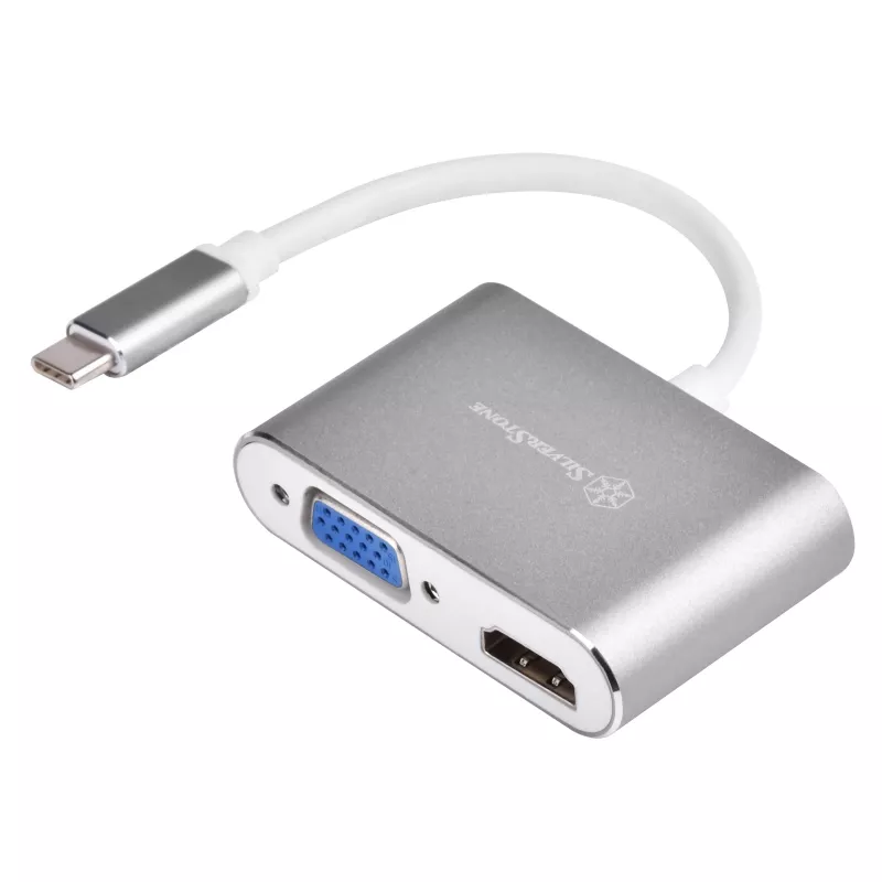 Externer Video-Adapter SILVERSTONE EP16 USB-C 3.1 mit HDMI- und VGA-Ausgängen