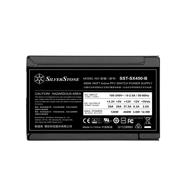 SilverStone SST-SX450-B - Netzteil (intern) - ATX12V 2.4/ SFX12V - 80 PLUS Bronze - AC 90-265 V - 450 Watt - aktives PFC - Schwarz