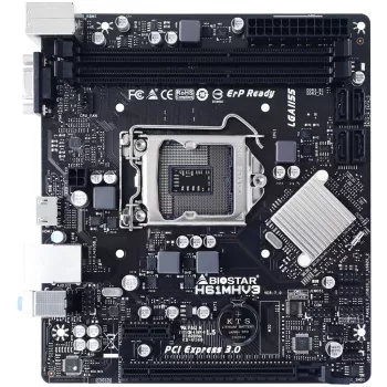 Motherboard BIOSTAR H61MHV3 micro ATX, Intel H61 Chipsatz, LGA 1155, DDR3, 2x DIMM, 4x SATA II, HDMI, VGA