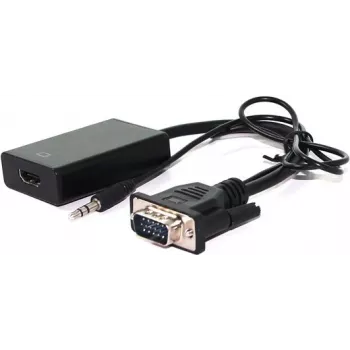VALUE - HDMI-Adapter - HDMI / VGA / Audio - HDMI (W) auf HD-15, Stereo-Miniklinke (M) - 15 cm - Schwarz (12.99.3117)