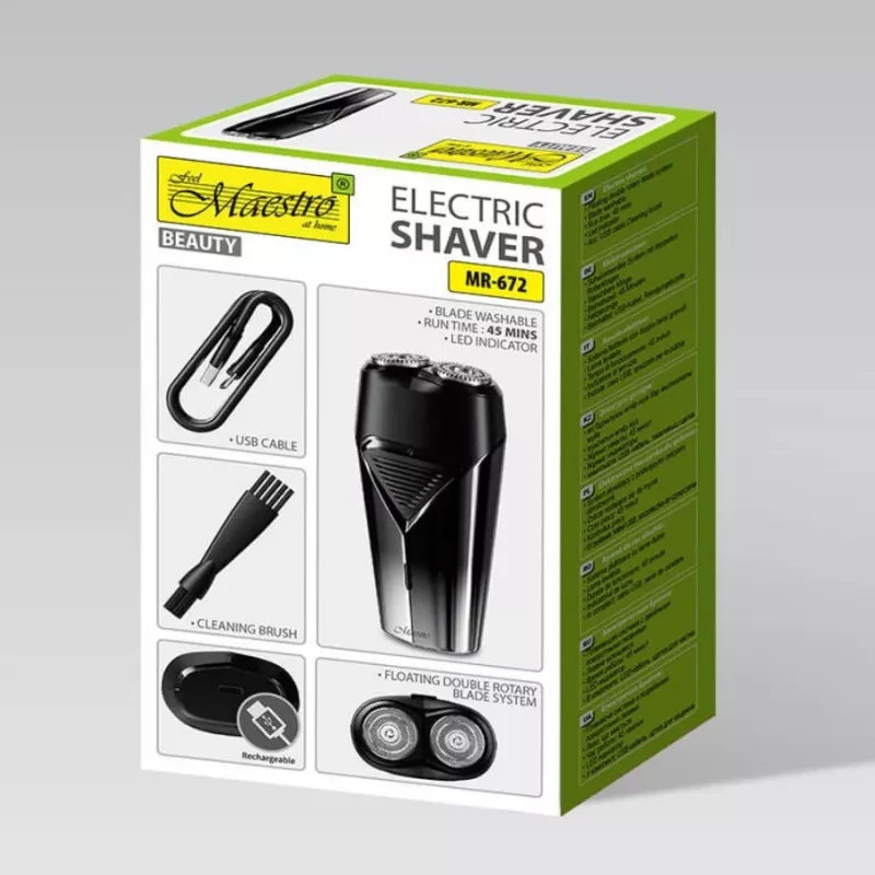 Elektrorasierer Maestro MR-672 USB wiederaufladbar wasserdicht – reisefreundlicher Folienrasierer