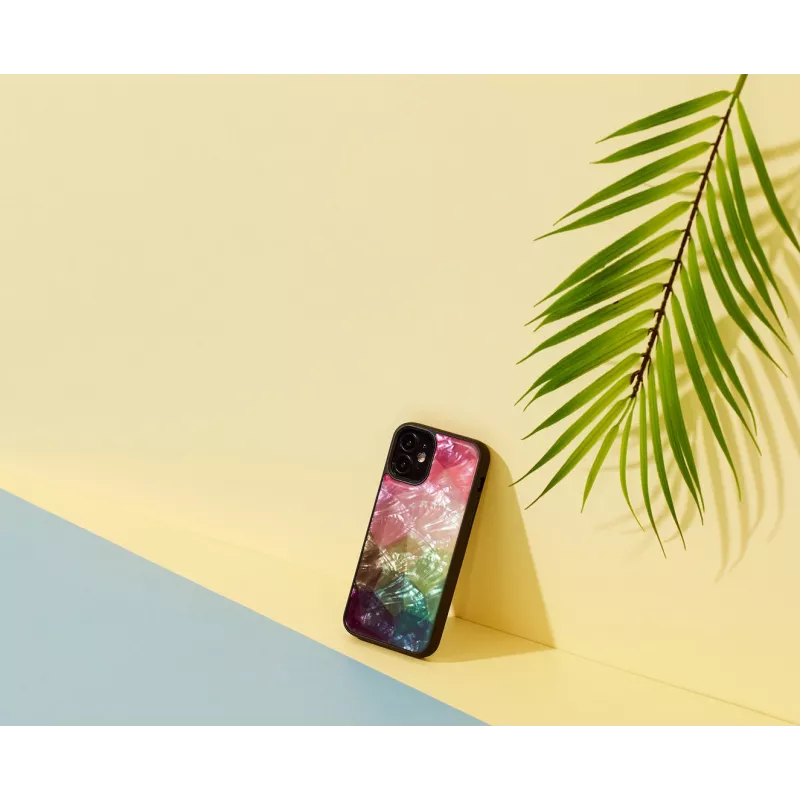 Schutzhülle iKins für Apple iPhone 12 mini – Wasserblumen-Design, schwarz