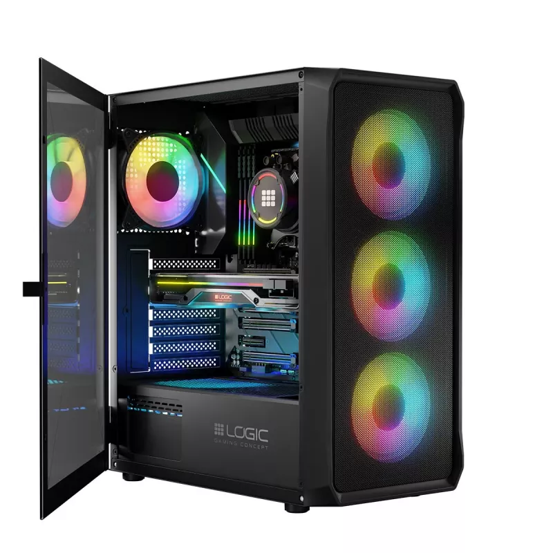 LOGIC CONCEPT Portos ARGB ATX Mid-Tower-Gehäuse, schwarz