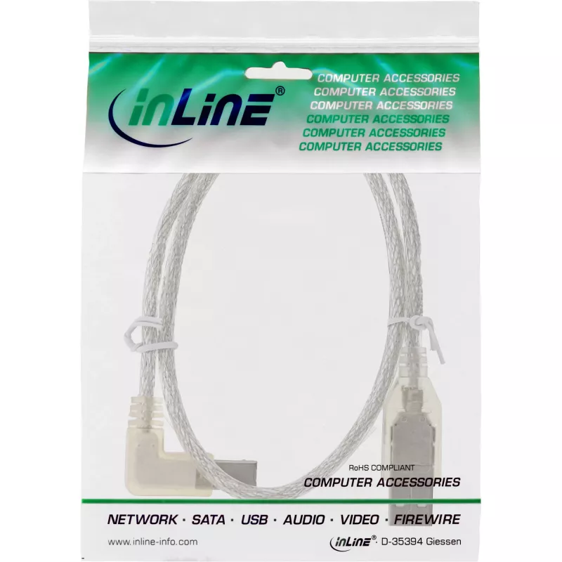 Microconnect USBAB5ANGLED-L USB-Kabel USB 2.0 5 m USB A USB B Weiß
