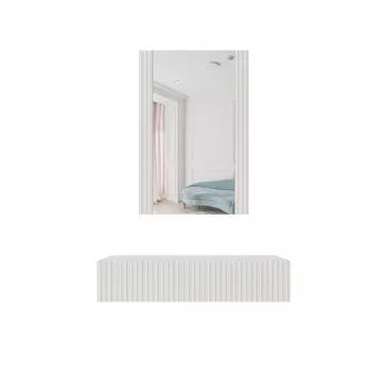 Schminktisch mit Spiegel cama meble PAFOS 80×41,6×100 cm, weiß matt, MDF-Rahmen, 1 Schublade