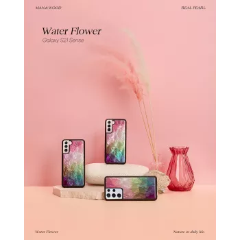 Smartphone-Hülle iKins für Samsung Galaxy S21+ — Wasserblumen-Design, schwarz