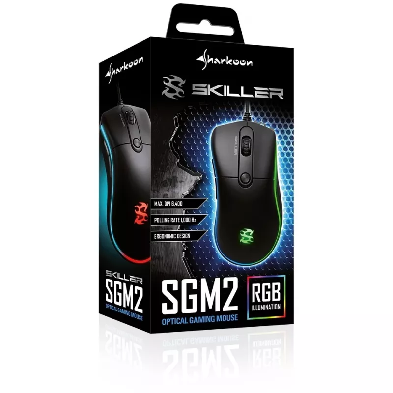 Sharkoon Skiller SGM2 Gaming-Maus kabelgebunden ergonomisch optisch 6 Tasten Schwarz