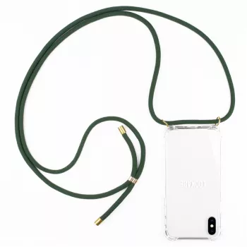 Telefon-Halskettenhülle Lookabe für iPhone X / Xs — Gold mit grünem Band