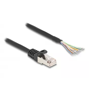 DeLOCK Kabel RJ50 Stecker auf offene Kabelenden S/FTP 0,25 m schwarz