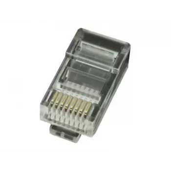 Modularstecker 8P8C für feste LAN-Kabel CAT5, UTP, 10 Stk. pro Beutel | Modularer 8P8C RJ45-Stecker, 30µ” vergoldet, 3-zackige Innenkontakte für feste LAN-Kabel