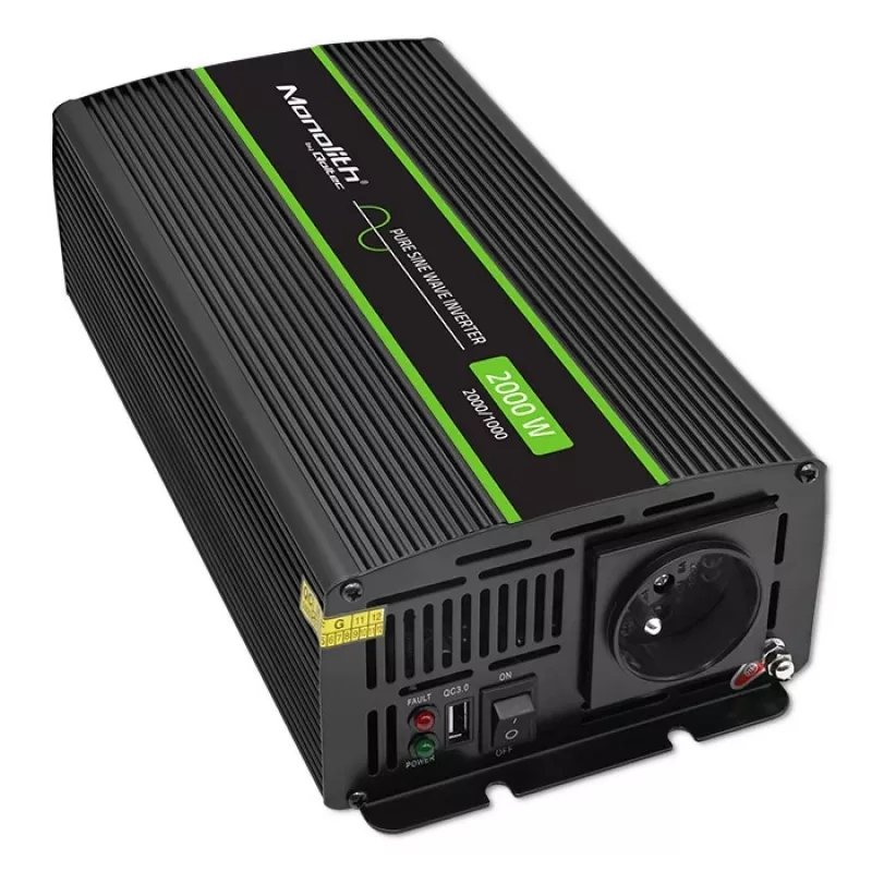 Auto-Wechselrichter Qoltec Monolith 2000 W Schwarz 24 V