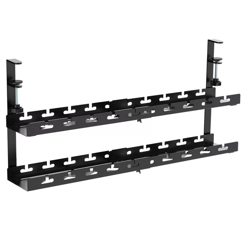 Kabelmanagement für den Schreibtisch MACLEAN MC-102 – zweistufige Untertisch-Ablage, max. Belastung 5 kg, maximale Länge 728 mm, schwarz