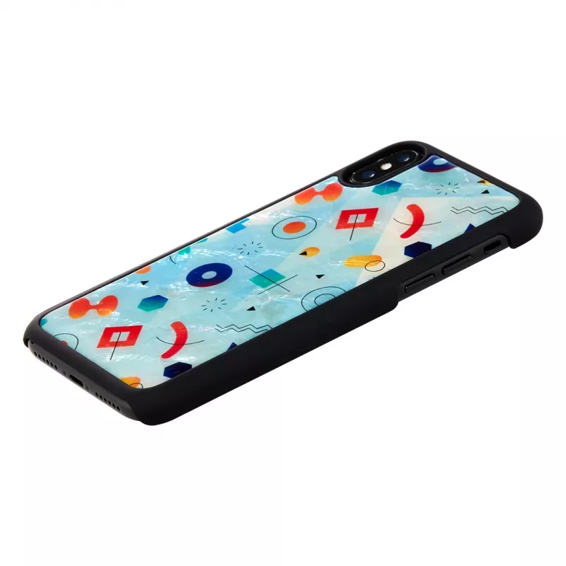 Smartphone-Hülle iKins für iPhone XS / XS Max, schwarzes Stein-Design, schützende Rückabdeckung