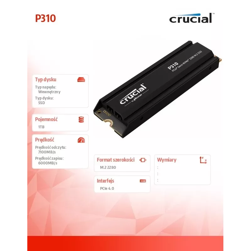 SSD-Laufwerk Crucial 1 TB M.2 PCI Express 4.0 NVMe P310