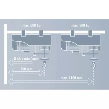 Schwenkarm GT-SA 1100, Halterung Grau, für Seilzug