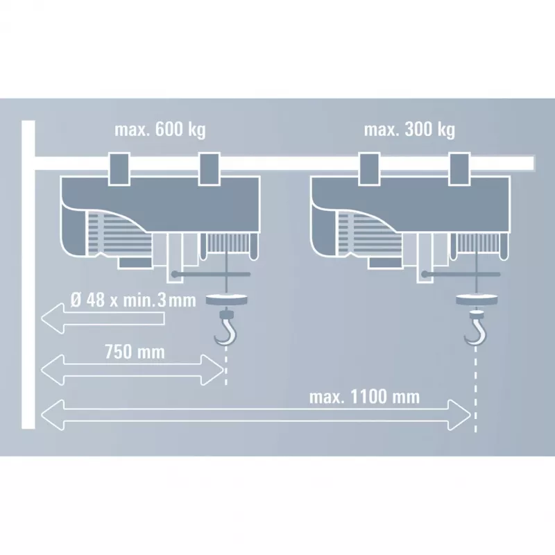 Schwenkarm GT-SA 1100, Halterung Grau, für Seilzug