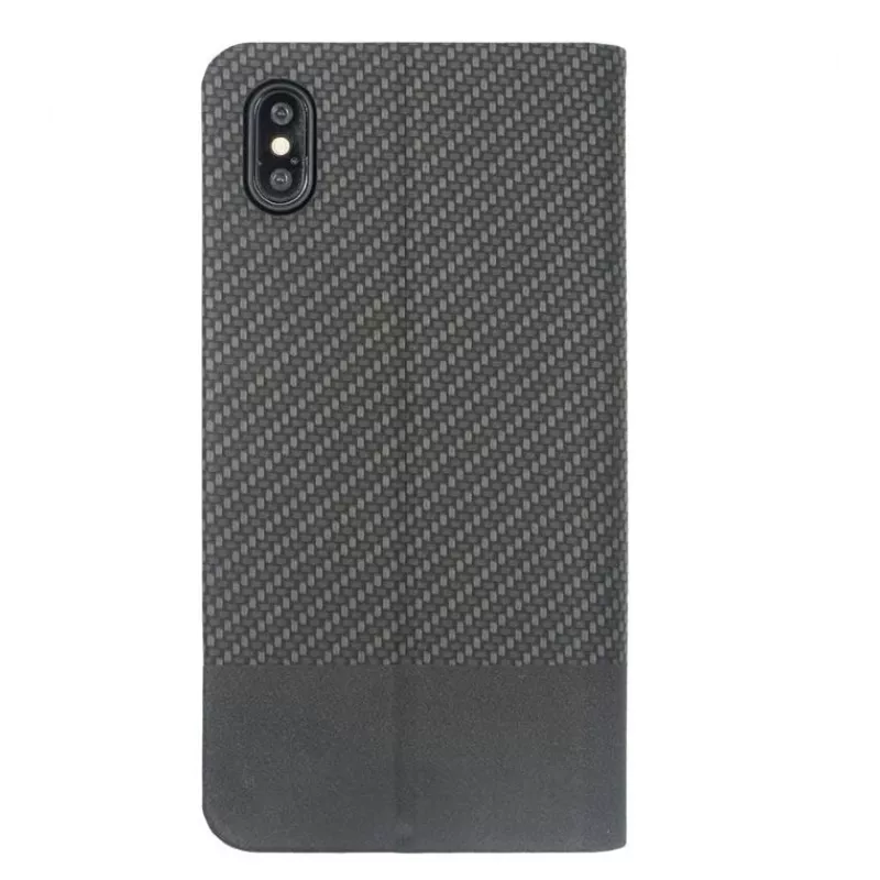 Telefon-Buchhülle Tellur für iPhone XS Max – schwarzes Karbon-Finish, Folio-Brieftaschenstil