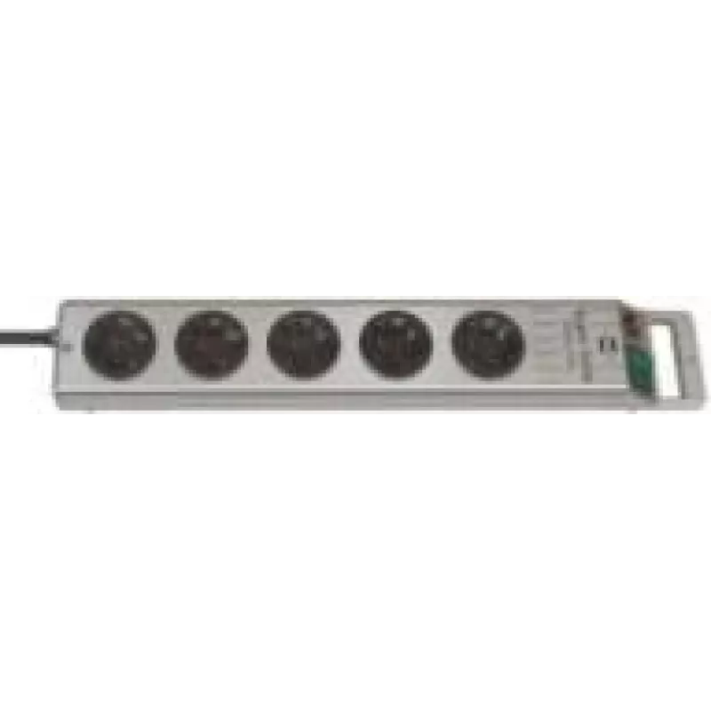Brennenstuhl 1153340115 Mehrfachsteckdose Super-Solid Line 5-fach 2,5 m H05VV-F 3G1,5, Silber (1153340115)