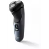 Elektrischer Rotationsrasierer Philips 3000 Series S3144/00 — 3‑fach, Nass & Trocken, Li‑Ion Akku, kabellos, integrierter Trimmer, Schwarz/Blau