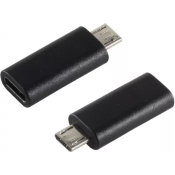 Kabeladapter S/CONN 14-05019 USB 2.0 MicroB USB 3.1 C Schwarz