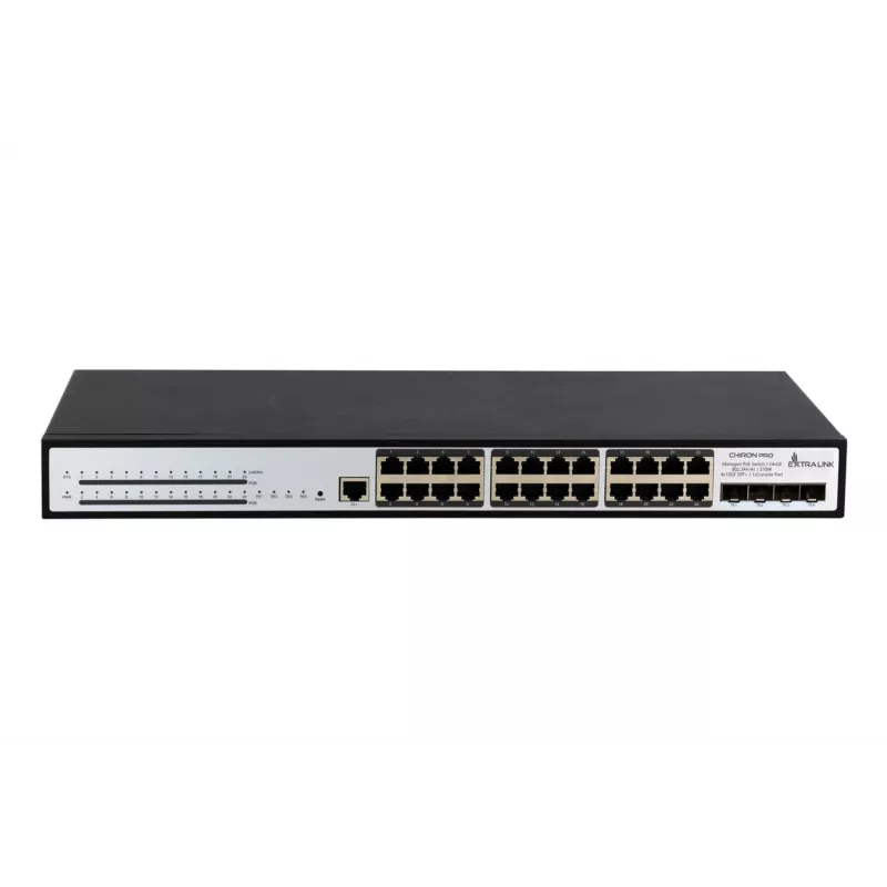 Managed Switch Extralink Chiron Pro 24x RJ45 1000Mb/s PoE 4x SFP+ L3 370W