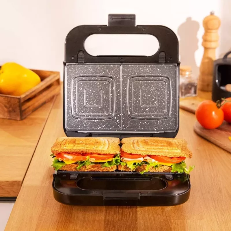 Cecotec Sandwichmaker | Rock’nToast 4in1 | 1000 W | Anzahl der Platten 4 | Schwarz