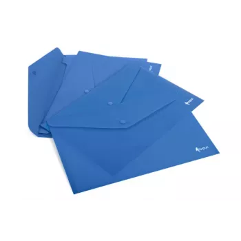 Plastik-A4-Umschlag FORPUS FO21616 blau – Dokumentenhülle, transparente Vorderseite, Druckknopfverschluss