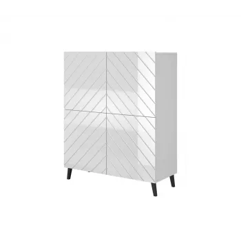 Regal cama meble ABETO 100,5 x 40 x 121,5 cm weiß/glanzweiß, bodenstehender Wandschrank