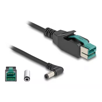DeLOCK PoweredUSB-Kabel Stecker 12 V auf DC 5,5 x 2,5 mm Stecker gewinkelt 1 m