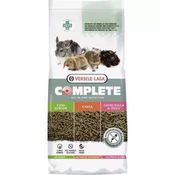Komplettes Chinchilla- & Degufutter VERSELE-LAGA 8 kg — ausgewogene Pelletmischung für ausgewachsene Nager, Kräutergeschmack, Vitamin E, ohne Konservierungsstoffe