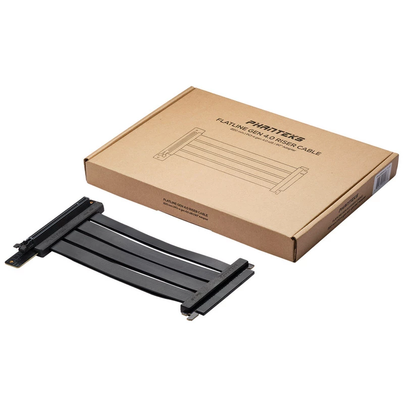 PHANTEKS PCI-E 4.0 x16 Riser Flat Line Kabel, 90 Grad, 22 cm - Schwarz
