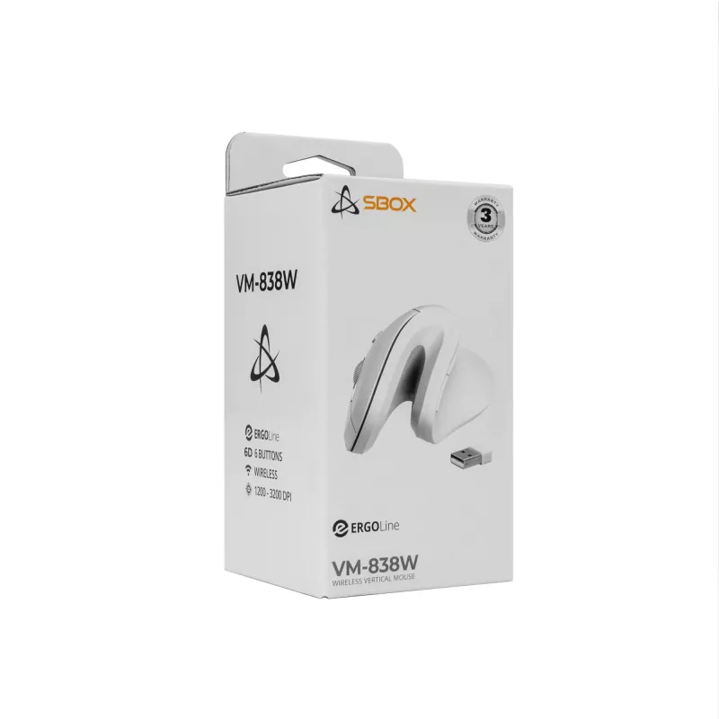 Maus SBOX VM-838W Vertikal Kabellos Weiß