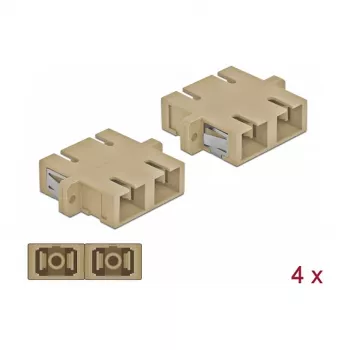 Glasfaseradapter DELOCK SC Buchse–Buchse beige, 4er-Pack (Modell 85996)