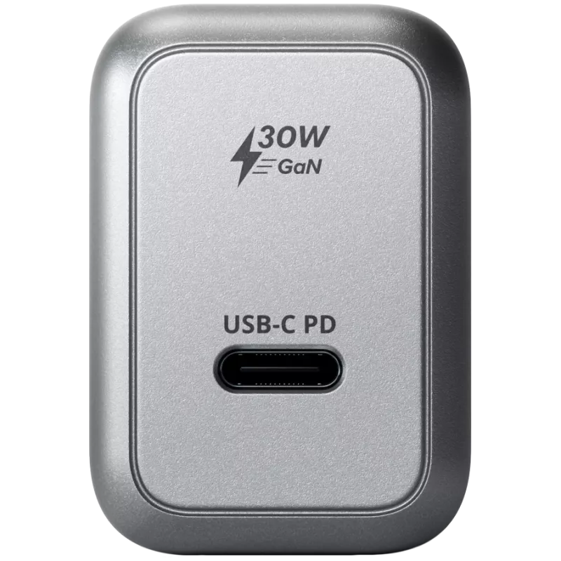 Ladegerät für Mobilgeräte Satechi ST-UC30WCM-EU — Universelles AC-Ladegerät für den Innenbereich mit 1× USB-C, Schwarz/Silber