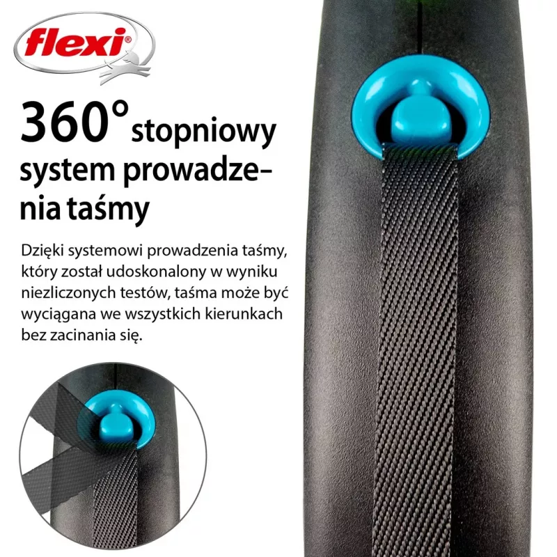 Flexi Automatic Leine Schwarz Design S 5 m, Blau
