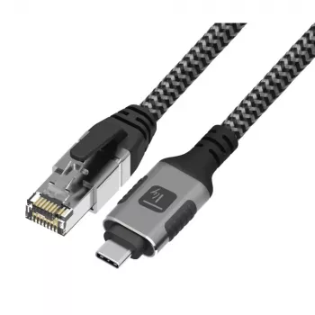Techly ICOC U3C-RJ45-010 Netzwerkkabel Silber, Schwarz 1 m Cat6 F/UTP (FTP)