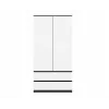 Kleiderschrank top e shop MALWA SS-90, 90×180×50 cm, anthrazitfarbener Rahmen, weiße Drehtüren, 2 Schubladen, Laminat 16 mm