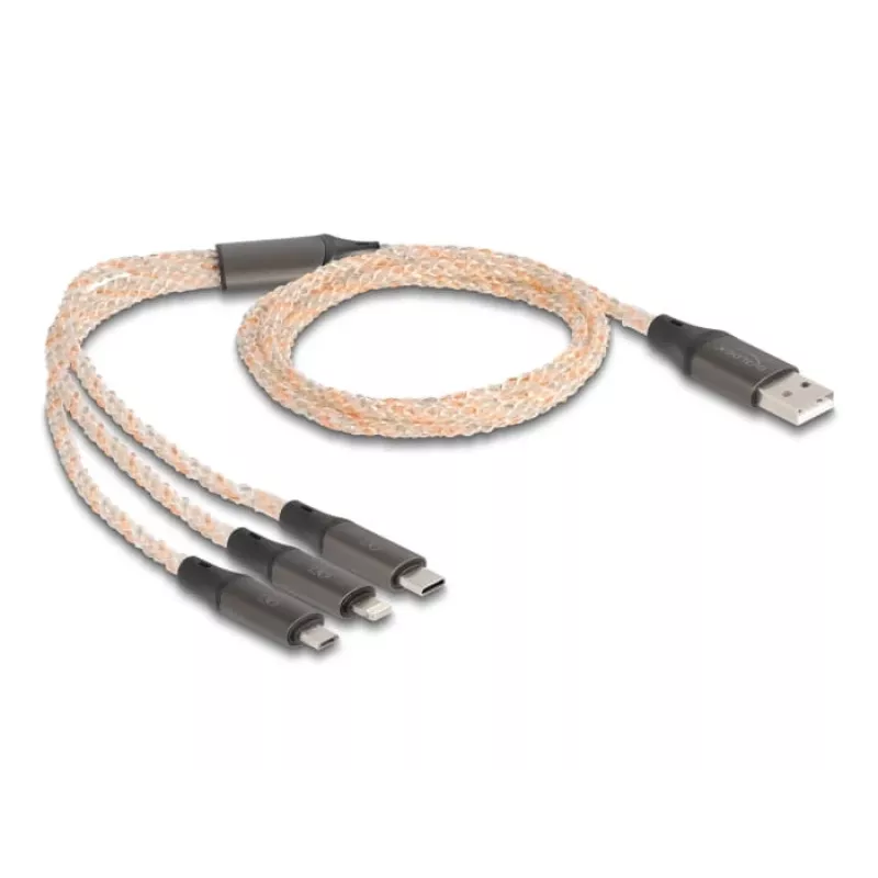 DeLOCK USB-Kabel 1,2 m USB 2.0 USB A USB C/Micro-USB B/Lightning Transparent